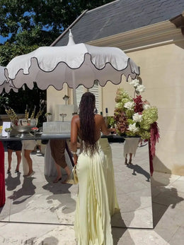 Vestido Comprido Amarelo com Folhos