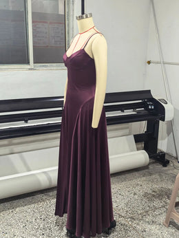 Vestido Comprido de Cetim com Corpete e Costas Descobertas