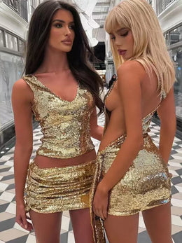 Vestido Curto com Lantejoulas e Decote de Um Ombro