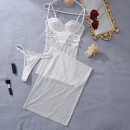 Vestido Elegante de Renda com Decote Halter