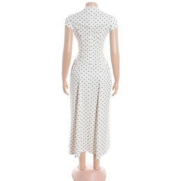 Vestido Comprido Vintage de Bolas sem Mangas