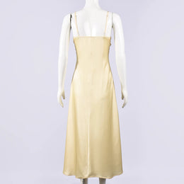 Vestido Comprido de Cetim com Renda