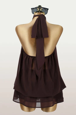 Vestido Curto de Chiffon com Decote Halter