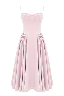 Vestido Midi Floral com Corpete — Rosa