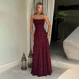 Vestido Comprido de Chiffon com Costas Descobertas