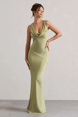Vestido Comprido de Cetim com Costas Descobertas