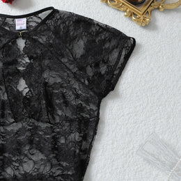 Vestido Longo com Renda e Decote em V