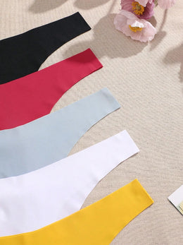 Kit de 5 Tangas em V de Seda Gelo Lisa