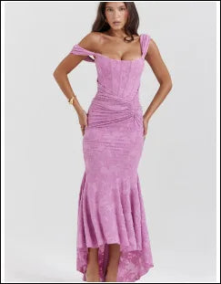 Vestido Comprido sem Alças com Corpete Jacquard