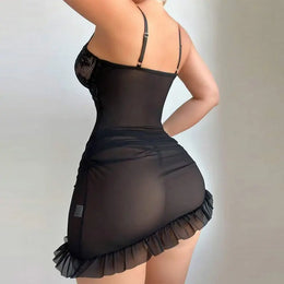 Conjunto de Lingerie Transparente com Soutien e Tanga
