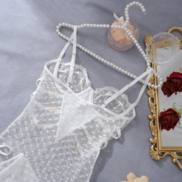 Vestido Elegante de Renda com Decote Halter