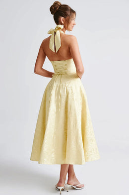 Vestido Comprido com Laço e Corpete