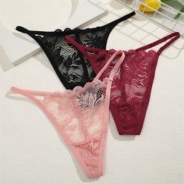 Tanga Floral Transparente de Cintura Baixa