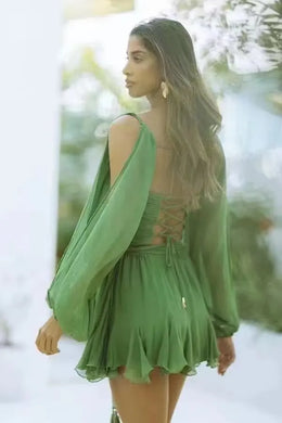 Vestido Curto Leopardo com Folhos e Cinto
