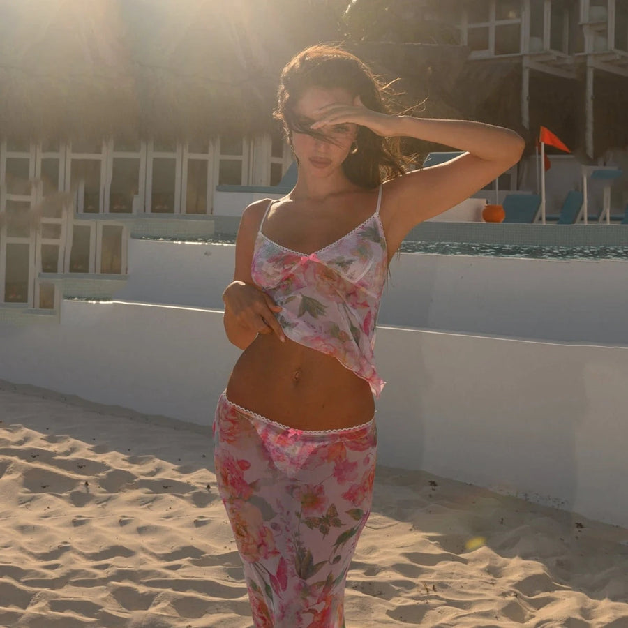 Conjunto de Praia com Blusa e Saia — 2 Peças