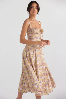 Vestido Midi com Corpete e Atacadores