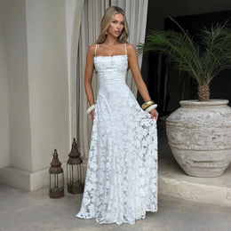 Vestido Comprido de Chiffon com Costas Descobertas