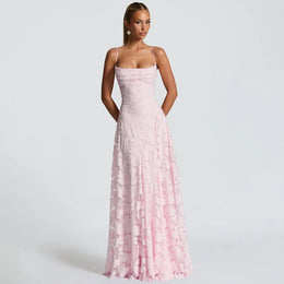 Vestido Comprido de Chiffon com Costas Descobertas