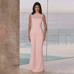 Vestido Comprido sem Mangas com Costas Descobertas