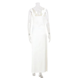 Vestido Comprido Acetinado com Costas Descobertas — Branco