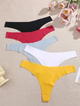 Kit de 5 Tangas em V de Seda Gelo Lisa