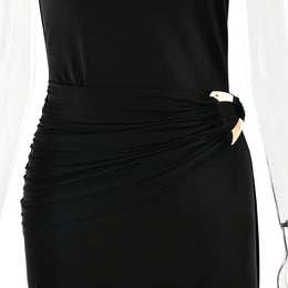 Vestido Comprido de Um Ombro com Costas Descobertas