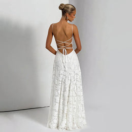 Vestido Comprido de Chiffon com Costas Descobertas