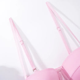 Conjunto de Lingerie em Tule com Body e Ligas — 3 Peças