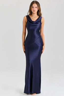 Vestido Comprido Acetinado com Costas Descobertas — Amarelo