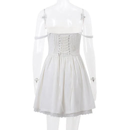 Vestido Curto Branco com Corpete de Renda