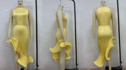 Vestido Midi Plissado com Decote Halter