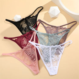 Tanga Floral Transparente de Cintura Baixa