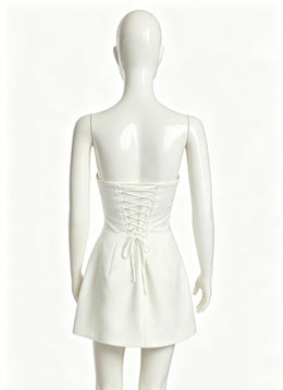 Vestido Curto Branco sem Alças com Corpete