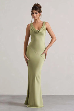 Vestido Comprido de Cetim com Costas Descobertas