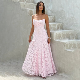 Vestido Comprido de Chiffon com Costas Descobertas