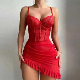 Conjunto de Lingerie Transparente com Soutien e Tanga