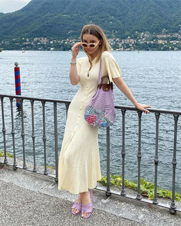 Vestido Midi de Malha com Botões