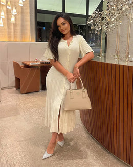 Vestido Midi de Malha com Botões