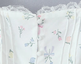 Vestido Curto com Corpete de Renda e Botões