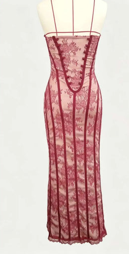 Vestido Comprido de Renda com Corpete