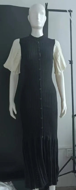 Vestido Midi de Malha com Botões