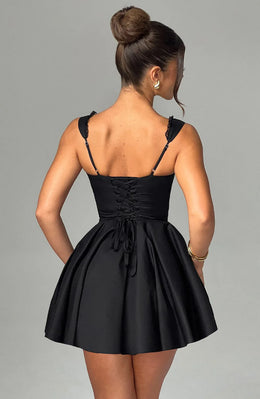 Vestido Curto com Corpete de Renda e Botões