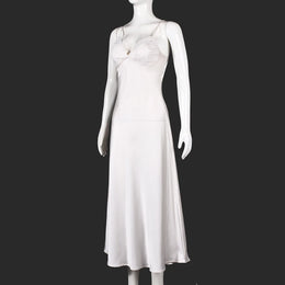 Vestido Comprido de Cetim com Renda