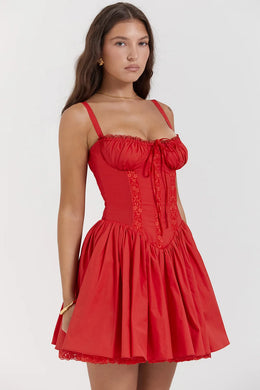 Vestido Curto Floral com Corpete