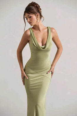 Vestido Comprido de Cetim com Costas Descobertas