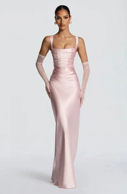 Vestido Comprido sem Alças com Corpete