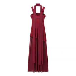 Vestido Comprido em Tule com Laços