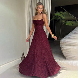Vestido Comprido de Chiffon com Costas Descobertas