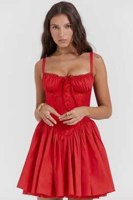Vestido Curto Floral com Corpete