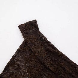 Vestido Comprido de Um Ombro com Renda